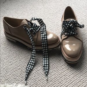 Zara patent platform loafer